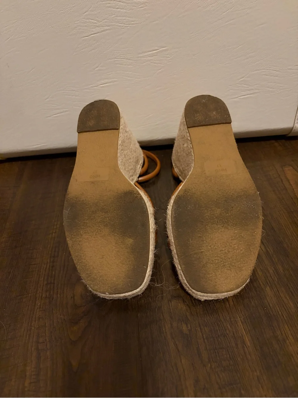 MNG Tan Wedge Sandals w/ ankle strap Sz 37